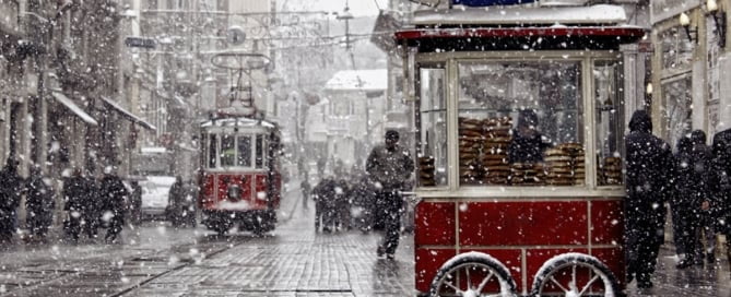 İstiklal Avenue with snow